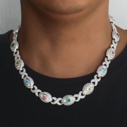 Helloice Collar de diamantes de color elegante con signo de infinito y ojos de 14 mm