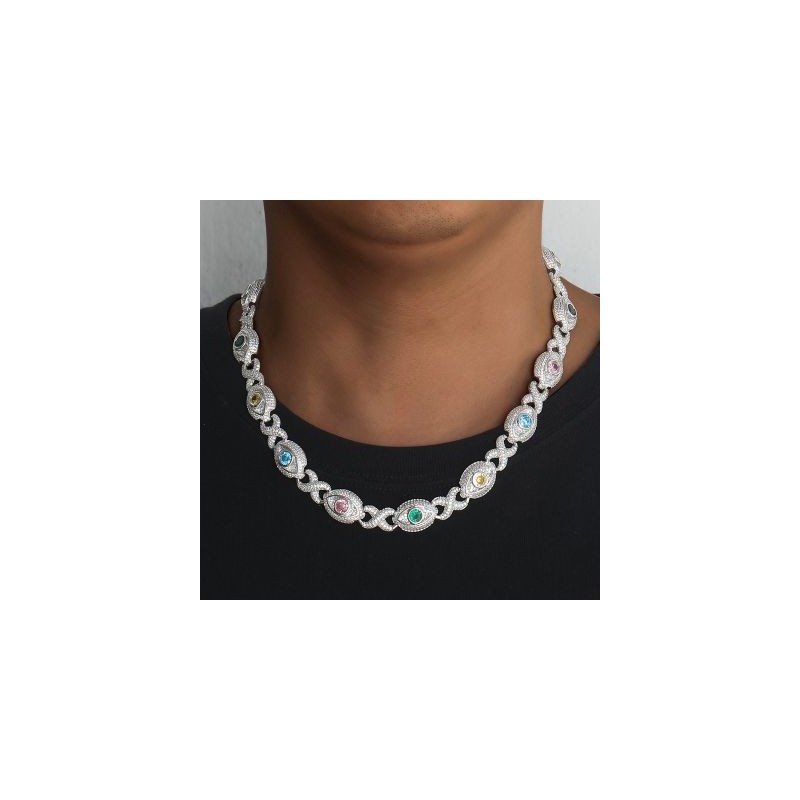 Helloice Collar de diamantes de color elegante con signo de infinito y ojos de 14 mm
