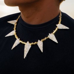 Helloice Collar con dientes y garras de lucha con púas Pave en oro