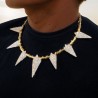 Helloice Collar con dientes y garras de lucha con púas Pave en oro