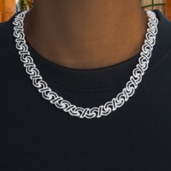 Helloice Collar infinito de diamantes negros de talla baguette de 12 mm