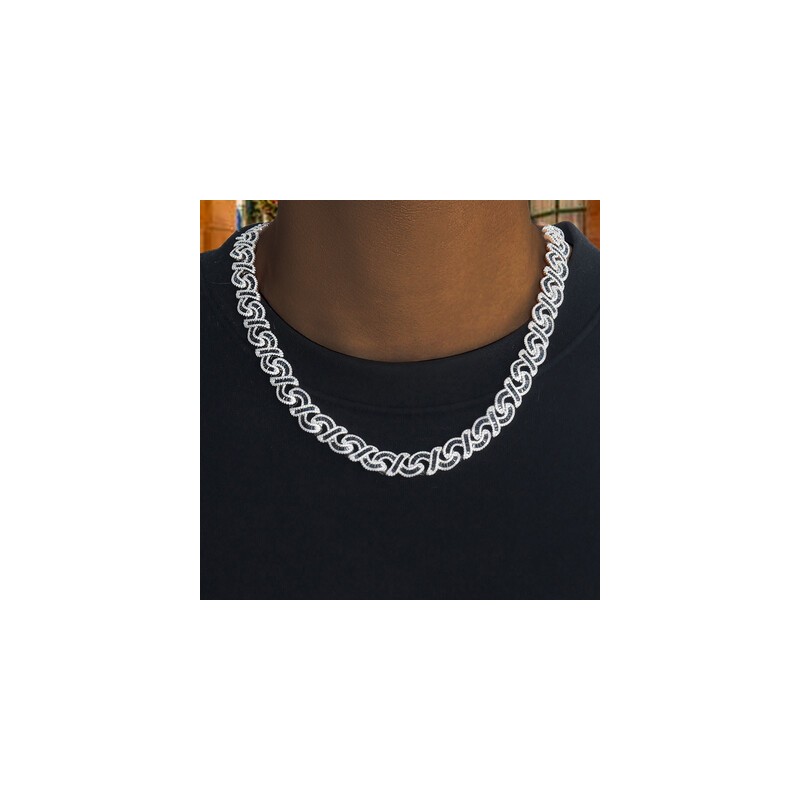 Helloice Collar infinito de diamantes negros de talla baguette de 12 mm