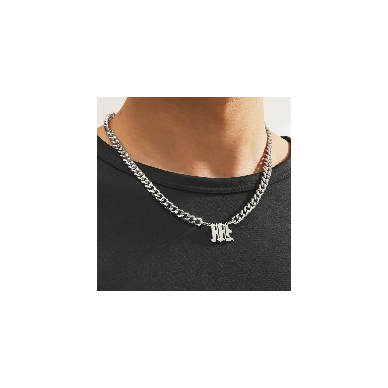 Helloice Collar cubano con letra AZ en inglés antiguo de 7 mm