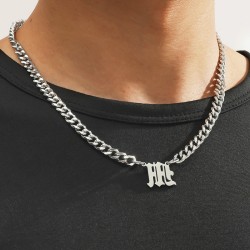 Helloice Collar cubano con letra AZ en inglés antiguo de 7 mm