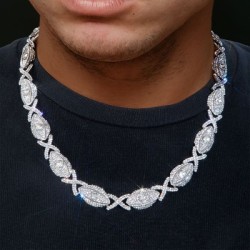Helloice Iced Evil Eyes con cadena Infinity en oro blanco