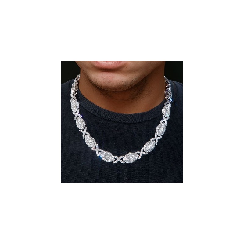 Helloice Iced Evil Eyes con cadena Infinity en oro blanco