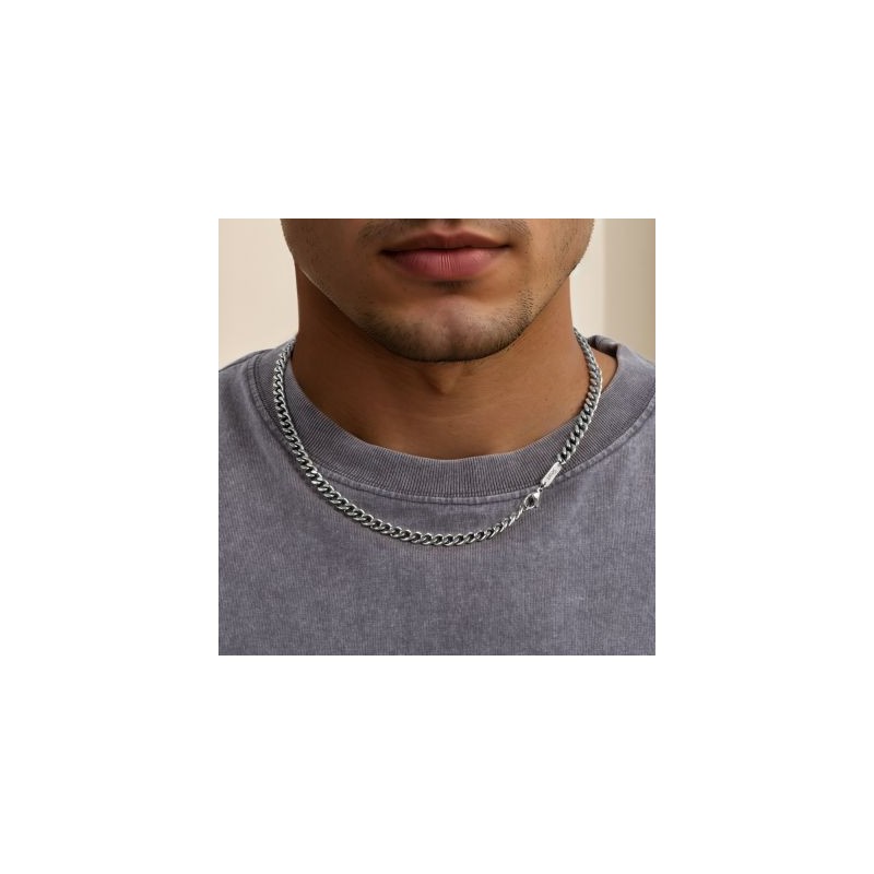 Helloice Cadena cubana de acero inoxidable con nombre personalizado de 6 mm