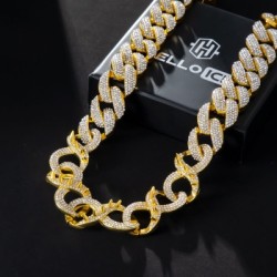 Helloice Cadena de eslabones cubanos infinitos con púas de 20 mm y 20'' en oro