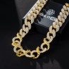 Helloice Cadena de eslabones cubanos infinitos con púas de 20 mm y 20'' en oro