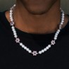 Helloice Collar de perlas de flor rosa de 8 mm