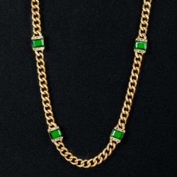 Helloice Collar Cubano Gemas Verdes 8mm