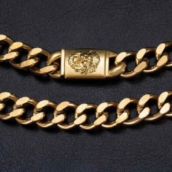 Helloice 10mm Cadena Cubana con Hebilla de León