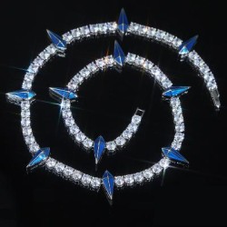 Helloice Cadena de tenis con garras y dientes de lucha con esmalte verde/azul
