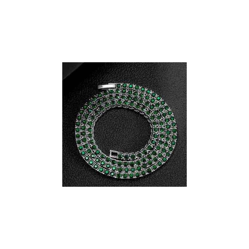 Helloice Cadena de tenis con piedras de esmeralda de 3 mm/4 mm/5 mm en oro blanco