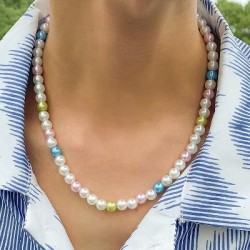 Helloice Collar de perlas de colores