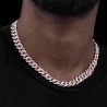 Helloice Cadena de eslabones cubanos con piedras blancas y rosas de 11 mm