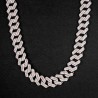 Helloice Cadena cubana Miami Iced de 20 mm en rosa y blanco con cierre de caja grande