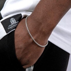 Helloice Pulsera de plata esterlina sólida de 925 de caja redonda de 3 mm