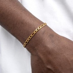 Helloice Pulsera Figaro sólida de 5 mm en plata esterlina 925 en oro?Helloice?
