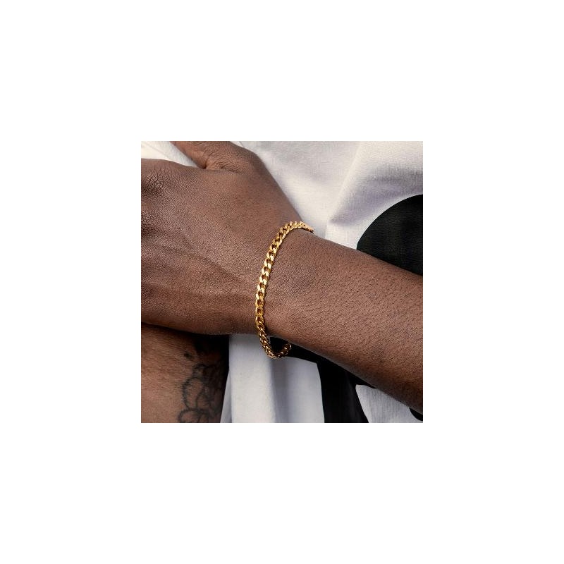 Helloice Pulsera de 5 mm enlace cubano sólido de plata esterlina 925 en oro?Helloice?