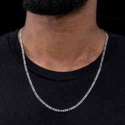 Helloice 3mm Cadena Figaro de Plata