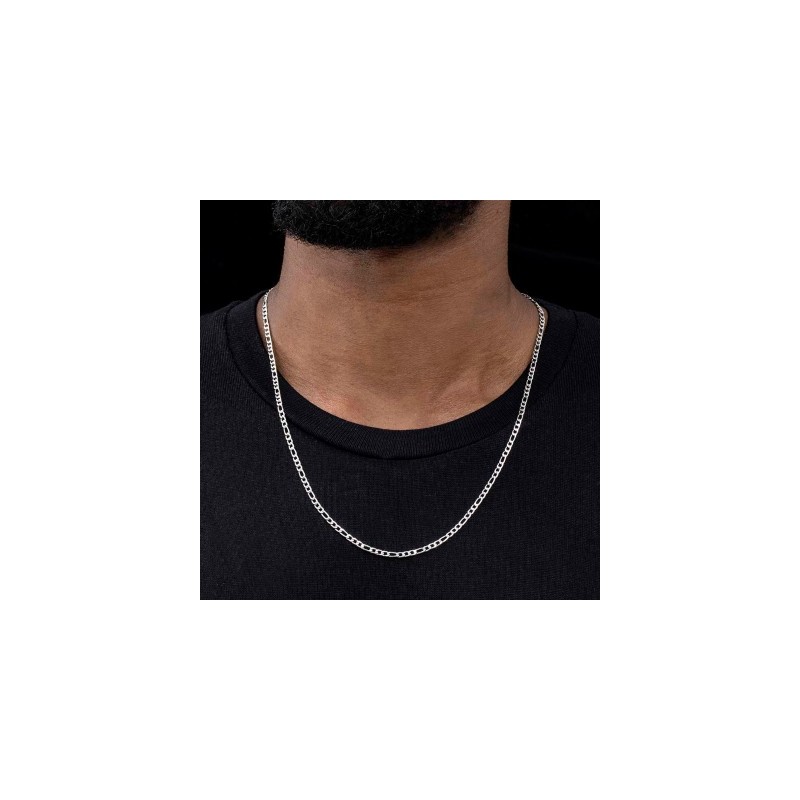 Helloice 3mm Cadena Figaro de Plata