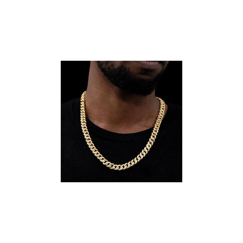 Helloice Cadena cubana con micropavé de 8 mm en oro