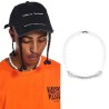 Helloice Collar de cadena cubana de perla y acero «M»