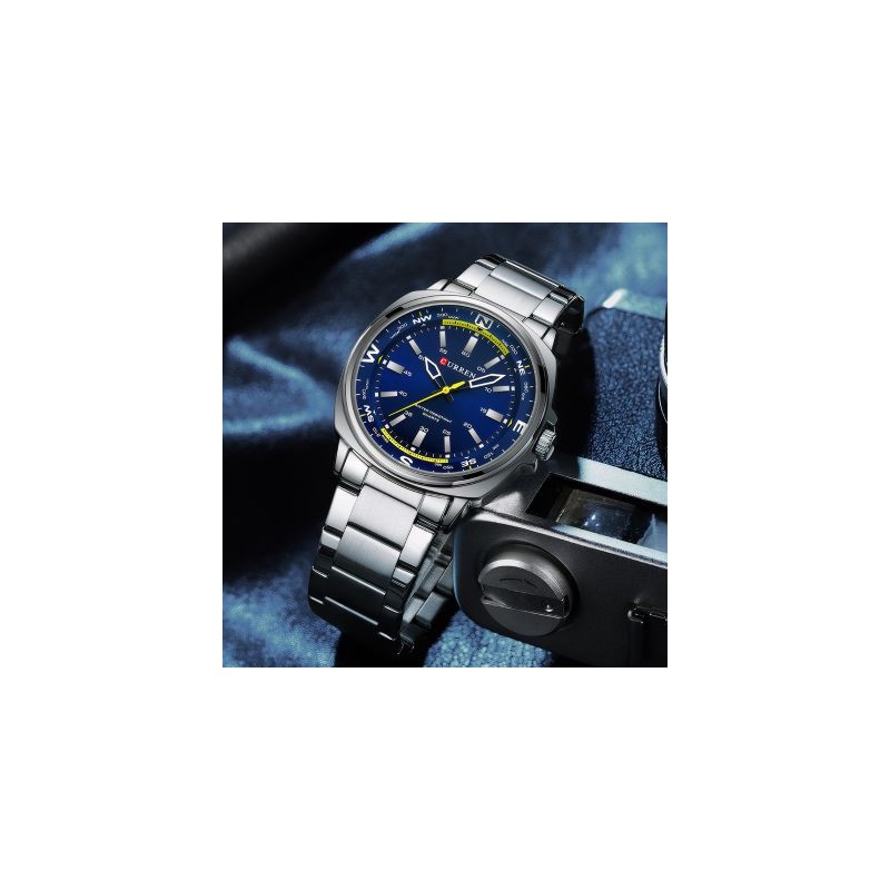 Helloice Reloj de cuarzo deportivo impermeable de acero inoxidable para hombre