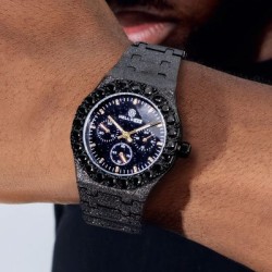 Helloice Reloj de corte redondo con esfera con purpurina helada