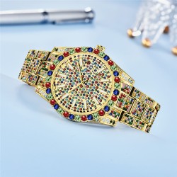 Helloice Reloj de cuarzo multicolor Full Iced para hombre