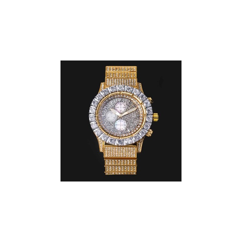 Helloice Reloj luminoso para hombre con esfera blanca y corte redondo helado