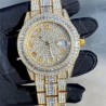 Helloice Reloj de Números Romanos de Oro con Diamantes de Corte Baguette para Hombre