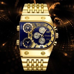 Helloice 47mm Reloj militar de cuarzo dorado resistente al agua