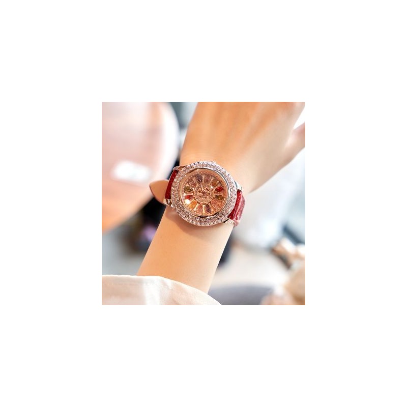 Helloice Reloj para mujer con esfera de flores multicolor helado