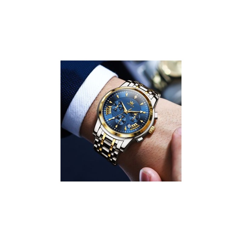 Helloice Reloj de cuarzo para hombre con banda de acero resistente al agua y fecha