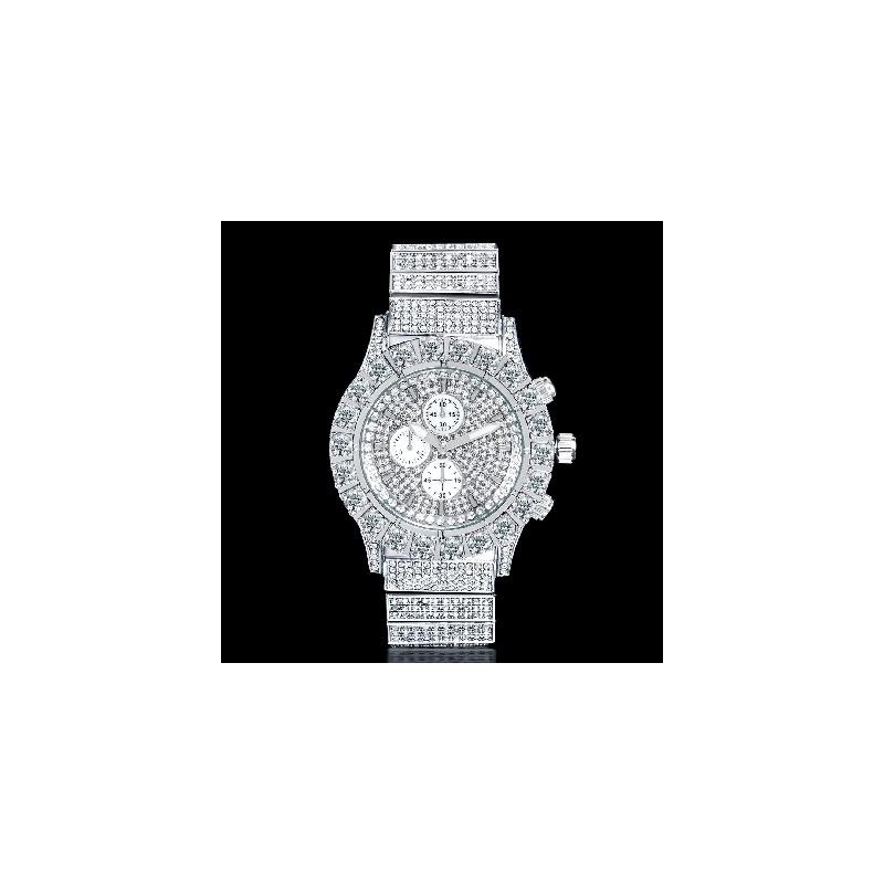 Helloice Reloj Iced Round Cut Luminous para hombre en oro blanco