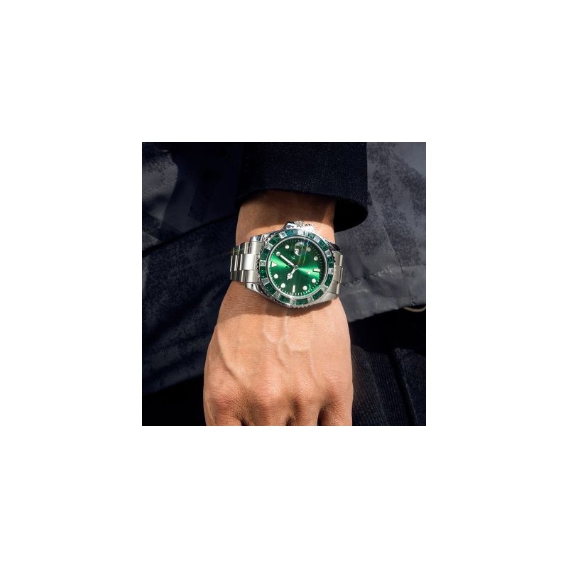 Helloice Reloj para hombre con visualización de fecha y corte baguette