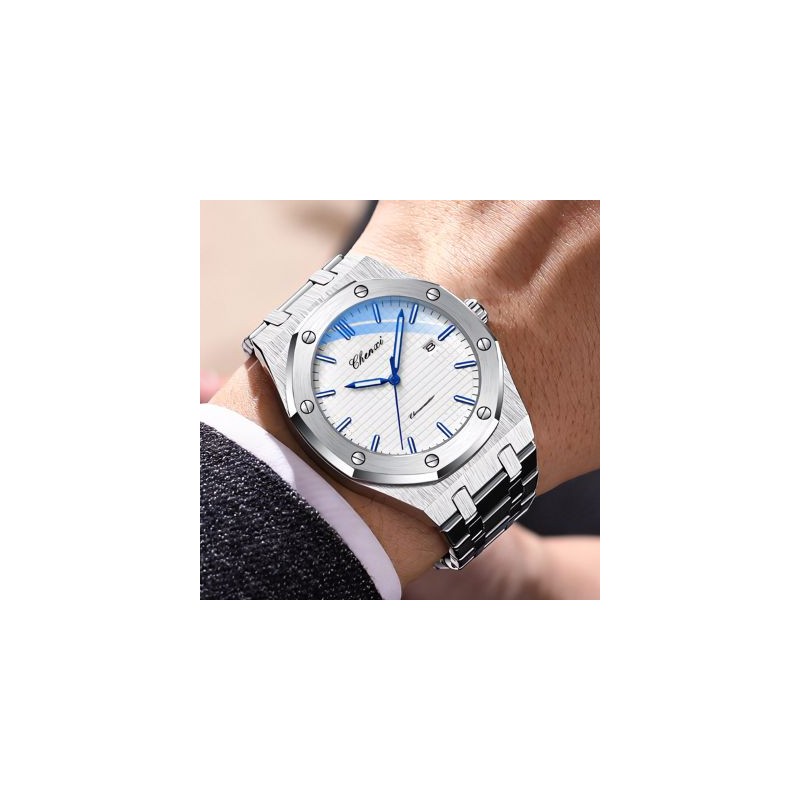 Helloice Reloj luminoso impermeable para hombre con correa de acero inoxidable