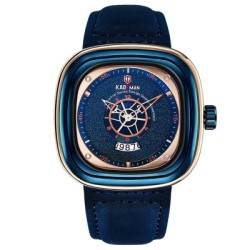 Helloice Reloj cuadrado para hombre con números arábigos y correa de cuero azul
