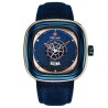 Helloice Reloj cuadrado para hombre con números arábigos y correa de cuero azul
