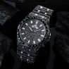 Helloice Reloj con Números Luminosos de Corte Redondo Diamantes Negro Glitter para Hombre