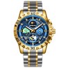 Helloice Reloj deportivo para hombre de acero inoxidable con esfera azul luminosa