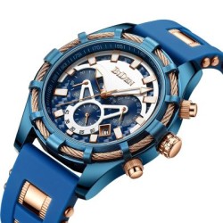 Helloice Reloj deportivo para hombre con calendario de cuerda y correa de silicona