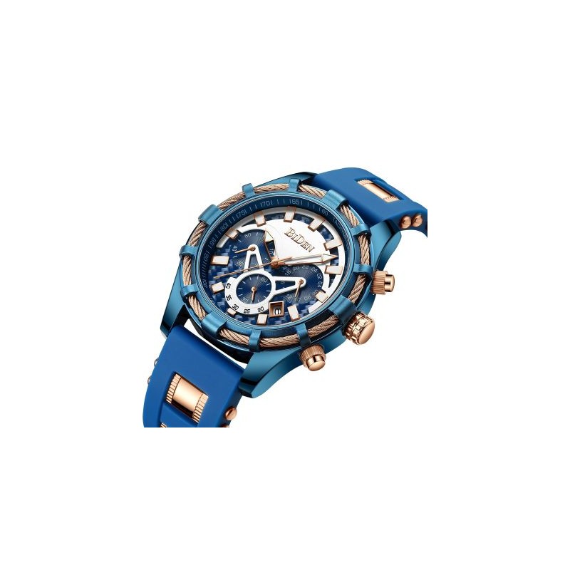 Helloice Reloj deportivo para hombre con calendario de cuerda y correa de silicona