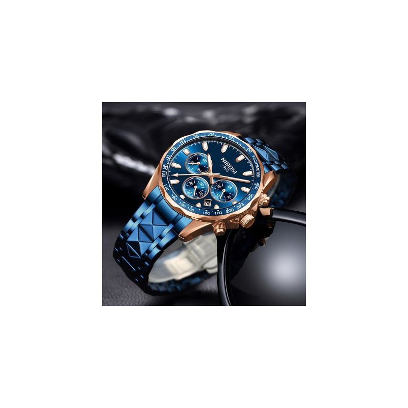 Helloice Reloj de cuarzo para hombre con cronógrafo resistente al agua y fecha