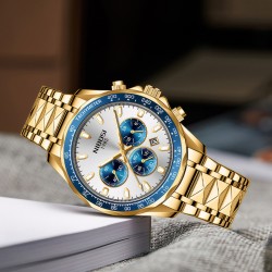 Helloice Reloj de cuarzo para hombre con cronógrafo resistente al agua y fecha