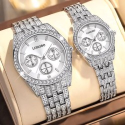 Helloice Relojes para parejas luminosos Iced 2PS en oro blanco