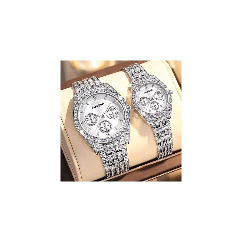 Helloice Relojes para parejas luminosos Iced 2PS en oro blanco