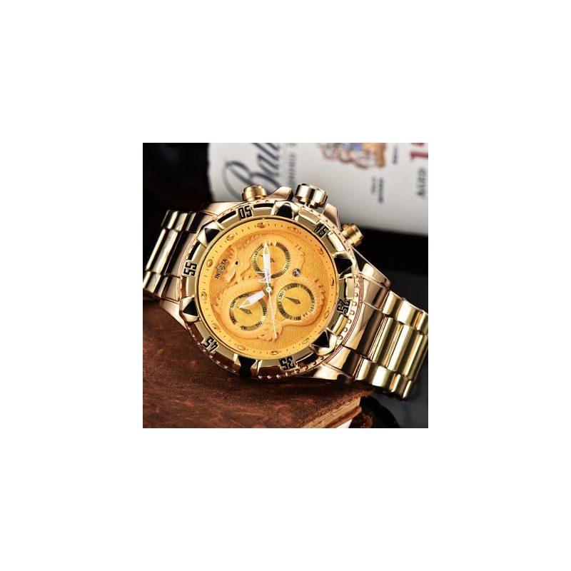 Helloice Reloj deportivo Dragon de acero inoxidable para hombre